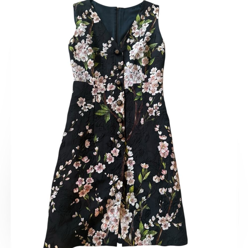 Dolce & Gabbana Black Floral Cherry Blossom Jacquard Sleeveless Mini Dress - IT - Picture 8 of 13